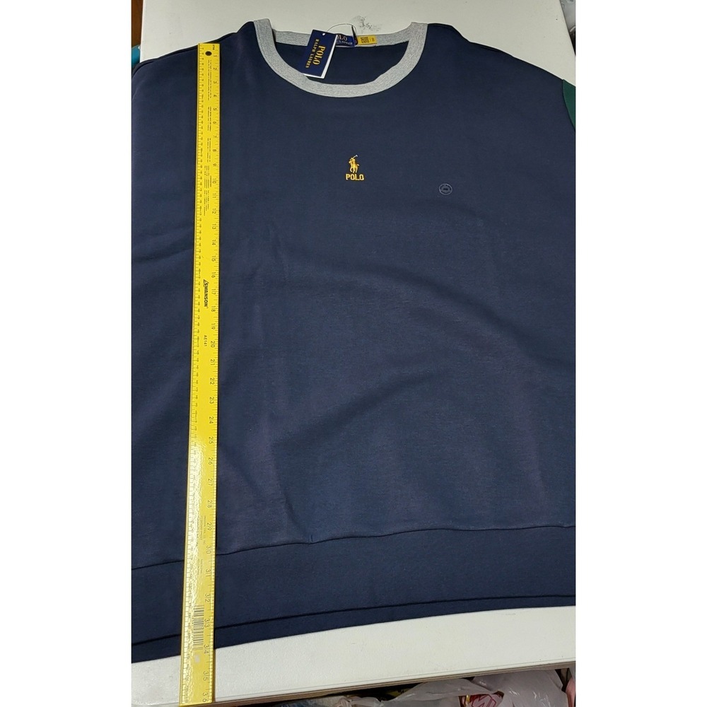 Polo Ralph Lauren Sweatshirt Mens 6XB Blue Color-Block Yellow Pony NWT MSRP $138 - Picture 11 of 12